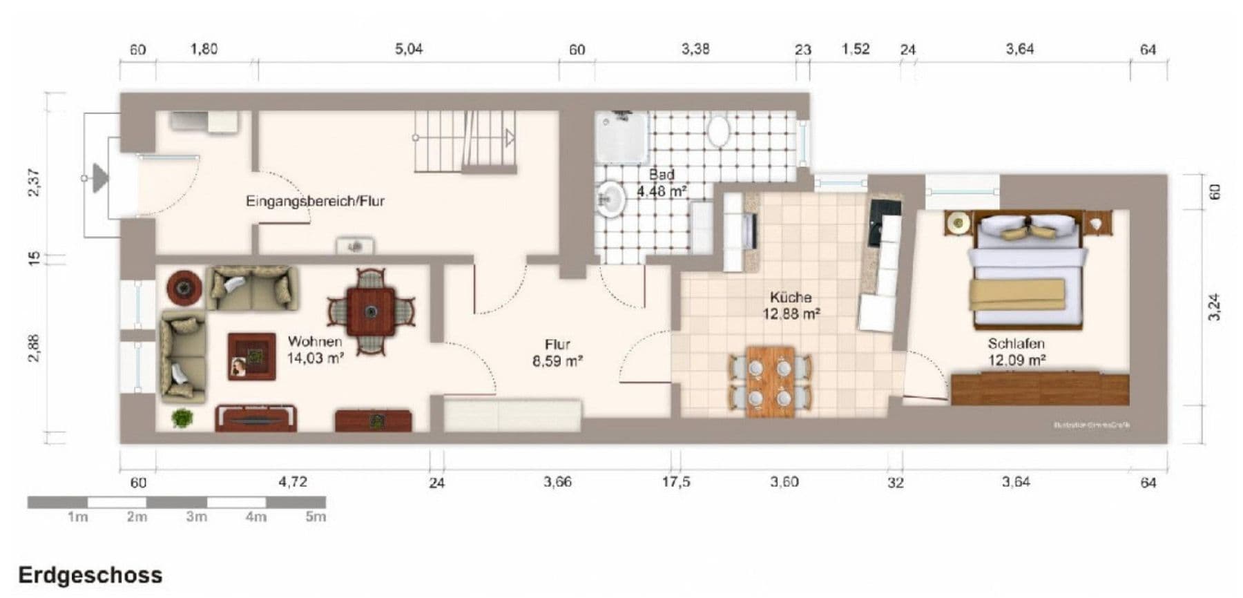 Pronájem bytu 2+1 60 m², Jakobsplan 4, Weimar, Durynsko Pronájem bytu 2+1 60 m², Jakobsplan 4, Weimar, Durynsko