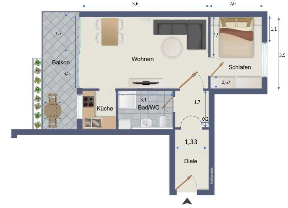 Pronájem bytu 2+1 50 m², Nürnberg, Bavorsko Pronájem bytu 2+1 50 m², Nürnberg, Bavorsko