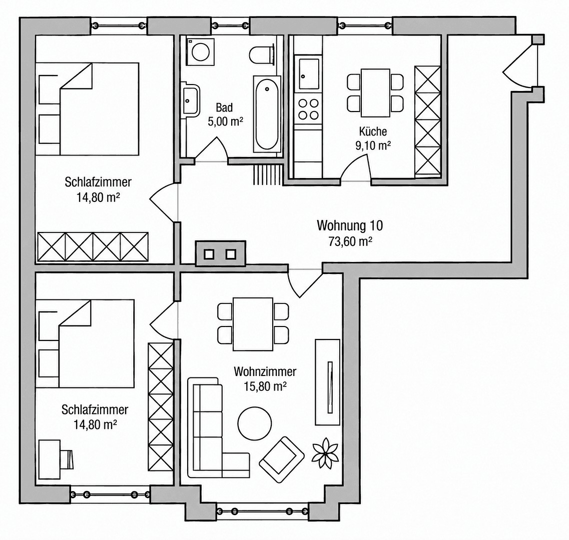 Prodej bytu 3+1 73 m², Augsburg, Bavorsko Prodej bytu 3+1 73 m², Augsburg, Bavorsko