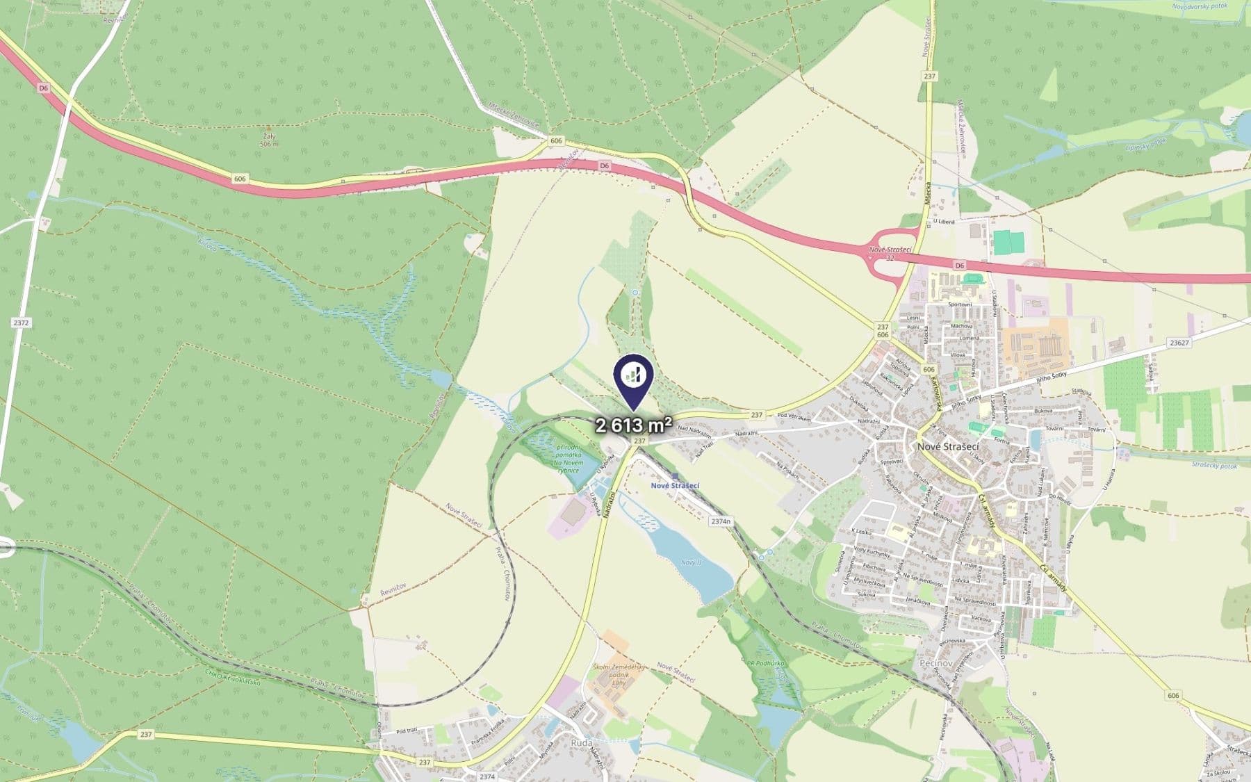 Prodej pozemku 2.613 m², Nové Strašecí, Středočeský kraj Prodej pozemku 2.613 m², Nové Strašecí, Středočeský kraj