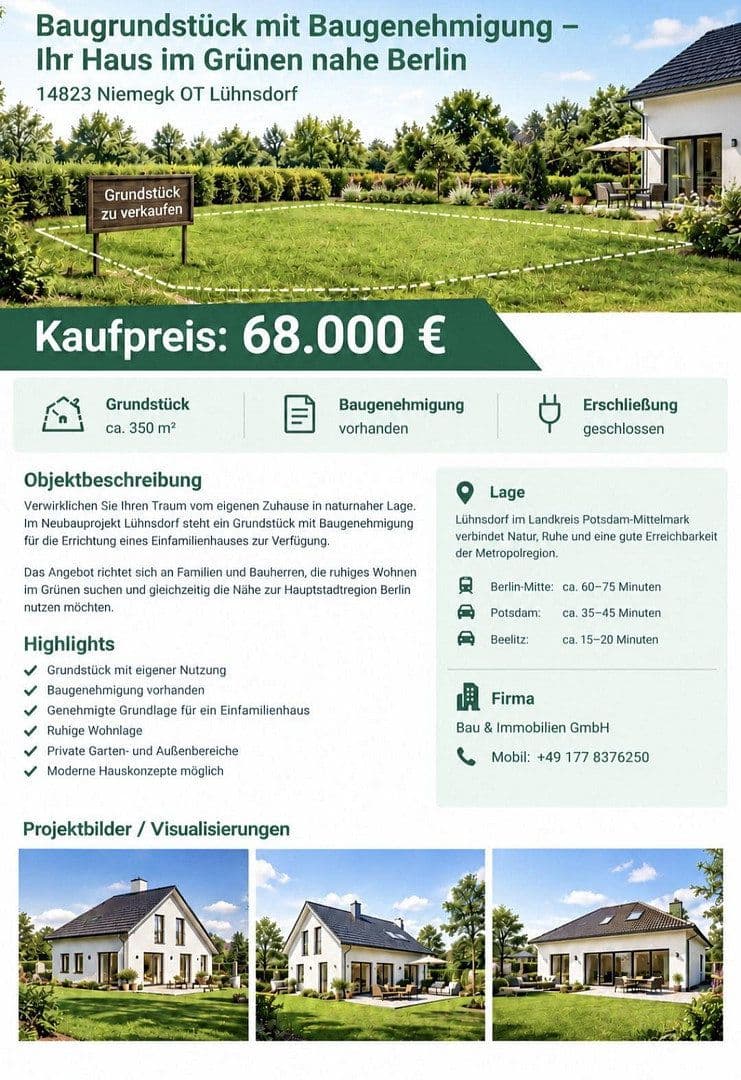 Prodej pozemku 350 m², Sandberger Str. 22, Niemegk, Braniborsko Prodej pozemku 350 m², Sandberger Str. 22, Niemegk, Braniborsko