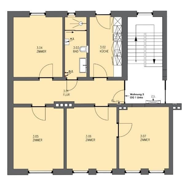 Pronájem bytu 4+1 85 m², Schillerstr. 5a, Wilhelmshaven, Dolní Sasko Pronájem bytu 4+1 85 m², Schillerstr. 5a, Wilhelmshaven, Dolní Sasko