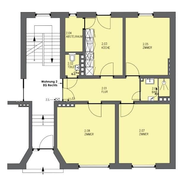 Pronájem bytu 3+1 71 m², Schillerstr. 5a, Wilhelmshaven, Dolní Sasko Pronájem bytu 3+1 71 m², Schillerstr. 5a, Wilhelmshaven, Dolní Sasko