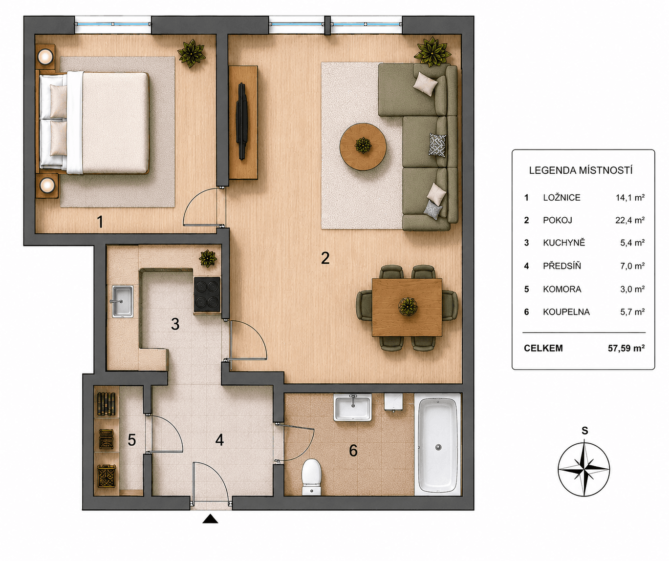Prodej bytu 2+1 58 m², Schnirchova, Praha, Praha Prodej bytu 2+1 58 m², Schnirchova, Praha, Praha