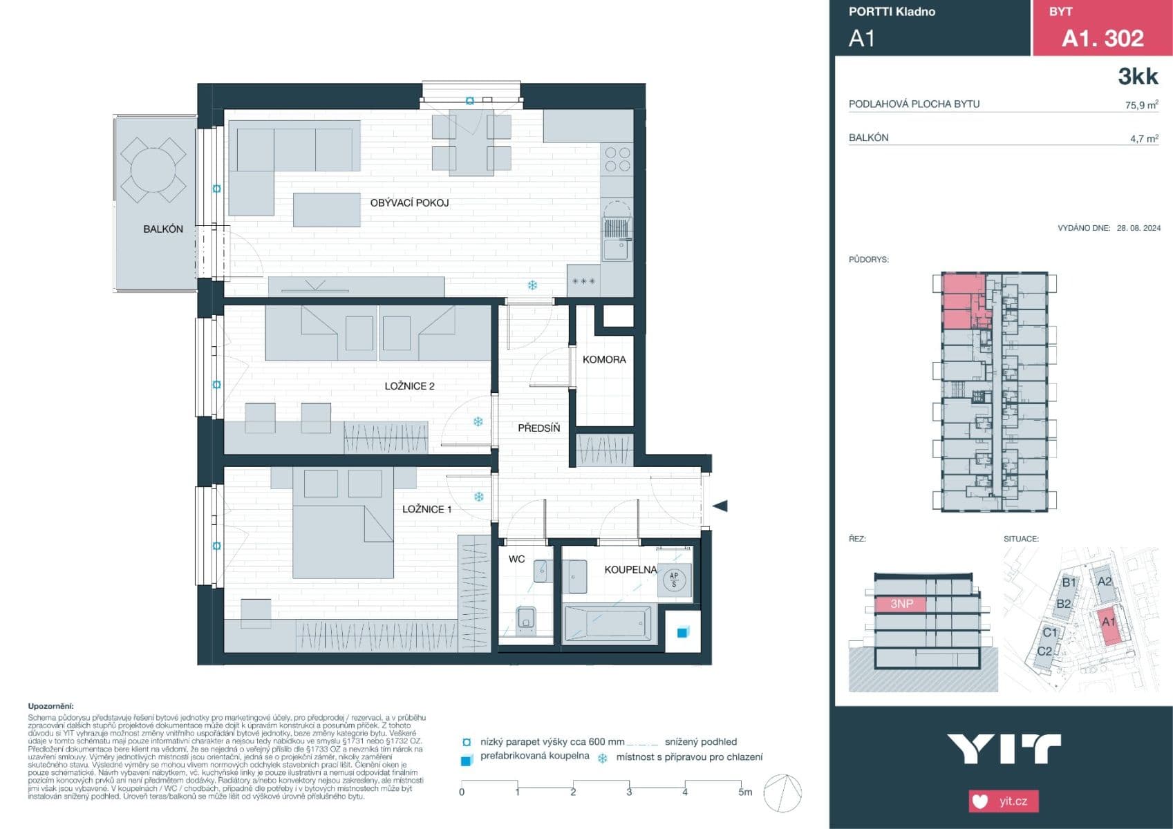 Pronájem bytu 3+kk 76 m², Ke stadionu, Kladno, Středočeský kraj Pronájem bytu 3+kk 76 m², Ke stadionu, Kladno, Středočeský kraj