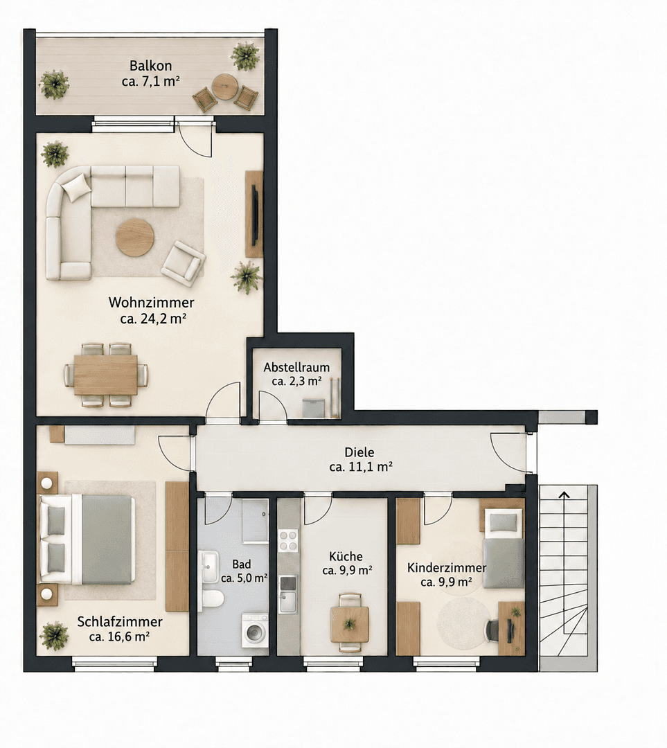 Pronájem bytu 3+1 83 m², Egerlandstraße 8a, Solms, Hessen Pronájem bytu 3+1 83 m², Egerlandstraße 8a, Solms, Hessen