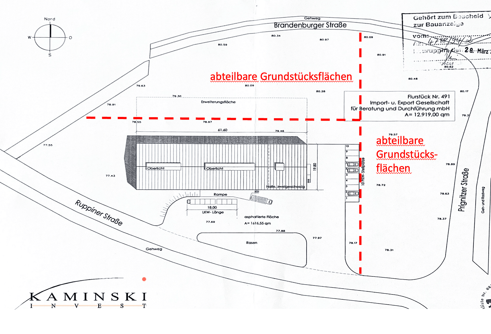 Prodej nebytového prostoru 12.919 m², Ruppiner Straße 10, Wittstock/Dosse, Braniborsko Prodej nebytového prostoru 12.919 m², Ruppiner Straße 10, Wittstock/Dosse, Braniborsko