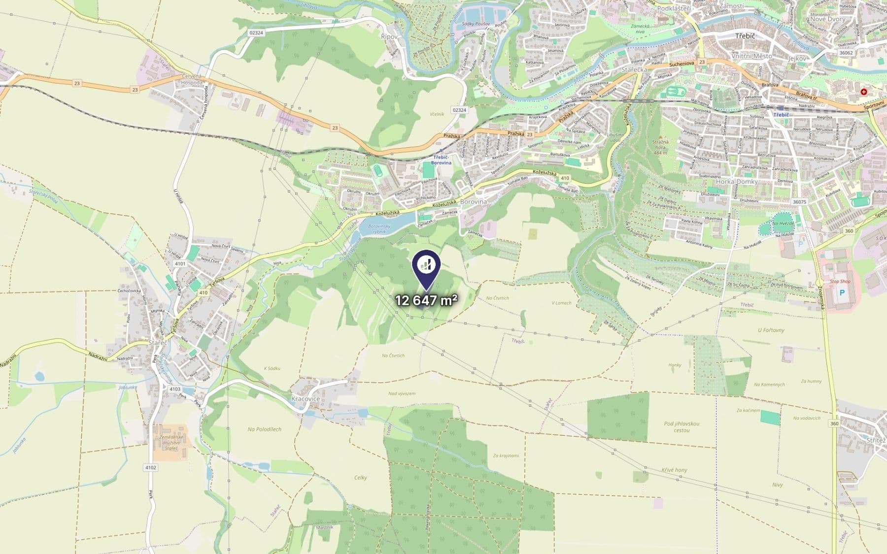 Prodej pozemku 12.647 m², Stařeč, Kraj Vysočina Prodej pozemku 12.647 m², Stařeč, Kraj Vysočina