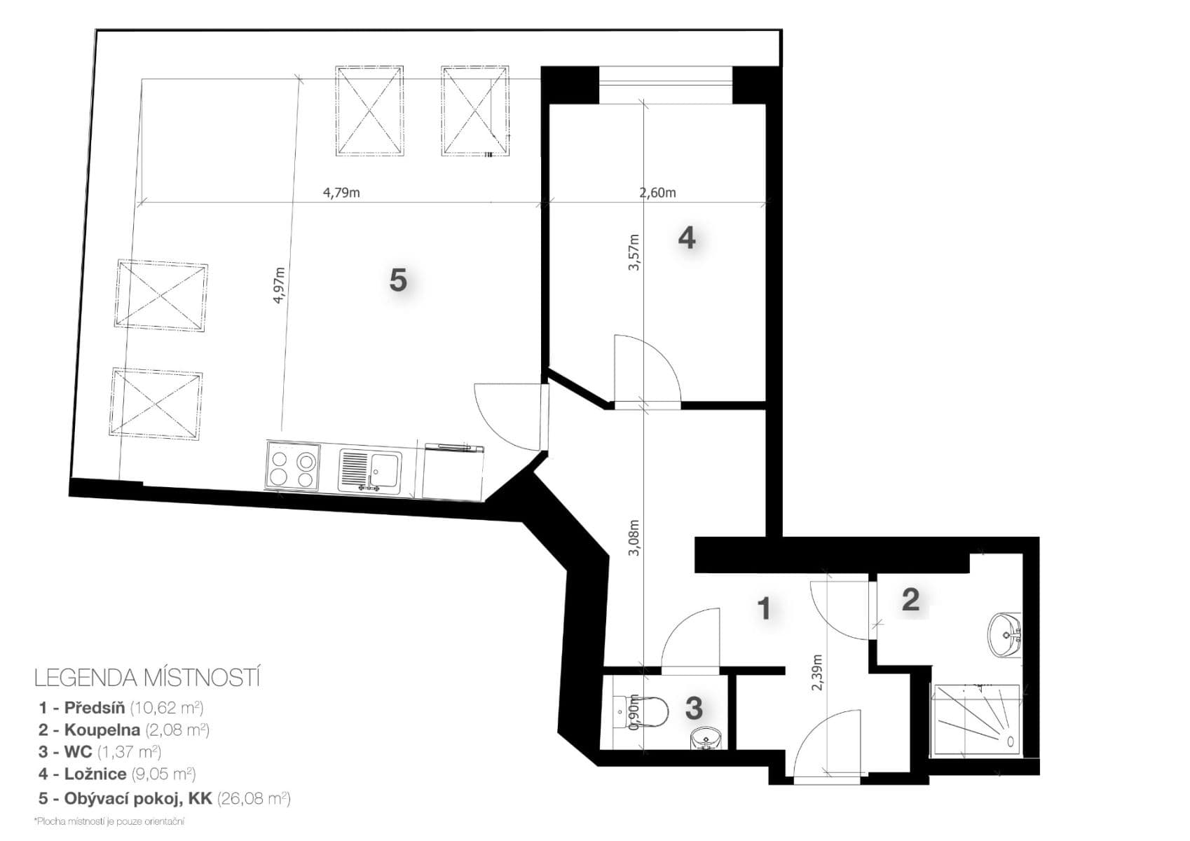 Prodej bytu 2+kk 51 m², Žerotínova, Praha, Praha Prodej bytu 2+kk 51 m², Žerotínova, Praha, Praha