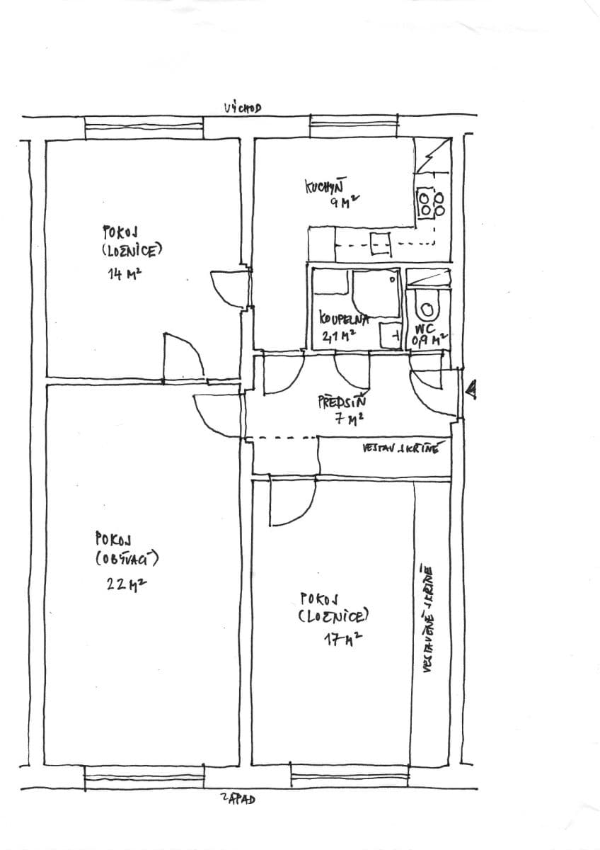 Prodej bytu 3+1 72 m², Křenova, Praha, Praha Prodej bytu 3+1 72 m², Křenova, Praha, Praha