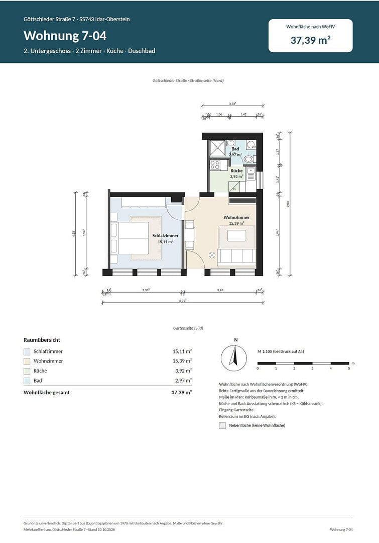 Pronájem bytu 2+1 38 m², Göttschieder Str. 7, Idar-Oberstein, Porýní-Falc Pronájem bytu 2+1 38 m², Göttschieder Str. 7, Idar-Oberstein, Porýní-Falc