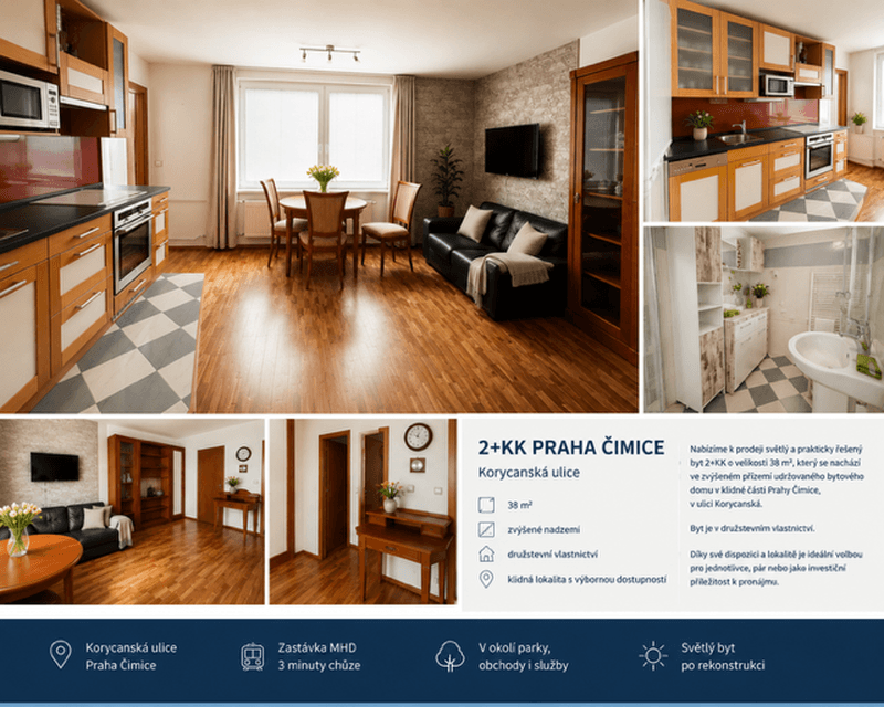 Prodej bytu 2+kk 38 m², Korycanská, Praha, Praha Prodej bytu 2+kk 38 m², Korycanská, Praha, Praha