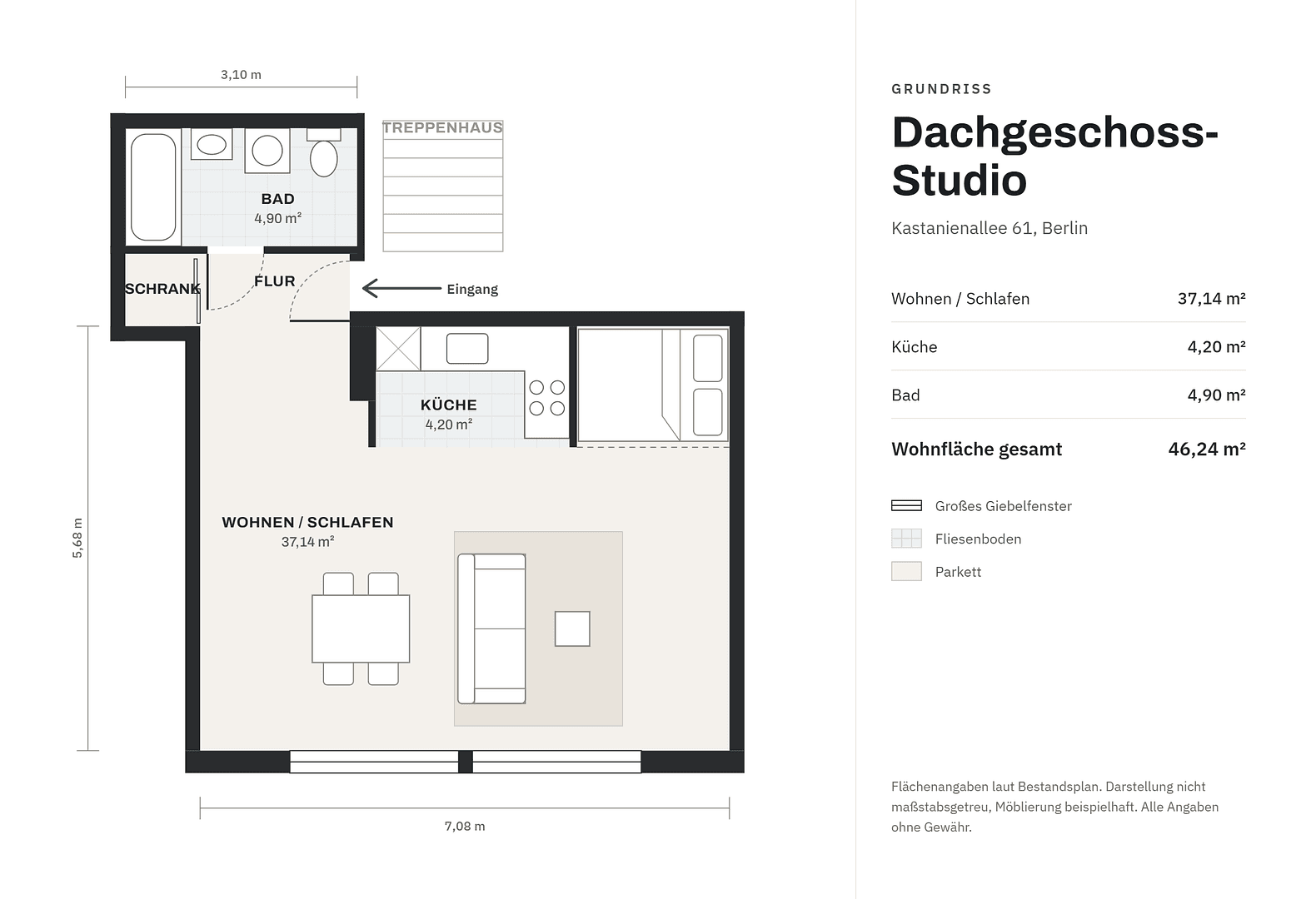 Prodej bytu 1+1 46 m², Kastanienallee 61, Berlin, Berlín Prodej bytu 1+1 46 m², Kastanienallee 61, Berlin, Berlín