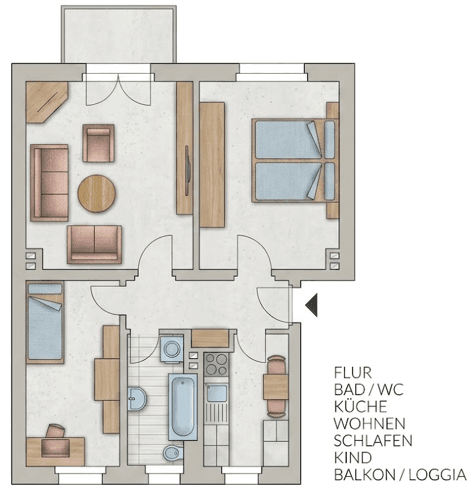 Pronájem bytu 3+1 63 m², Zur Siedlung 25, Jahnatal, Sasko Pronájem bytu 3+1 63 m², Zur Siedlung 25, Jahnatal, Sasko