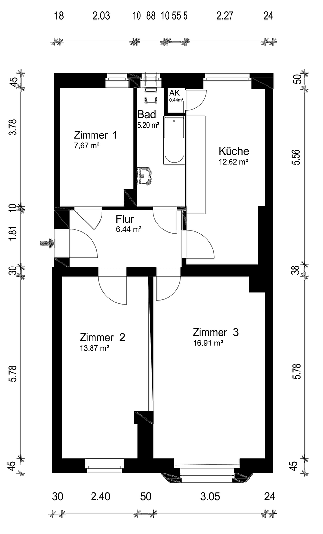 Prodej bytu 3+1 64 m², Köllnische Straße 44, Berlin, Berlín Prodej bytu 3+1 64 m², Köllnische Straße 44, Berlin, Berlín