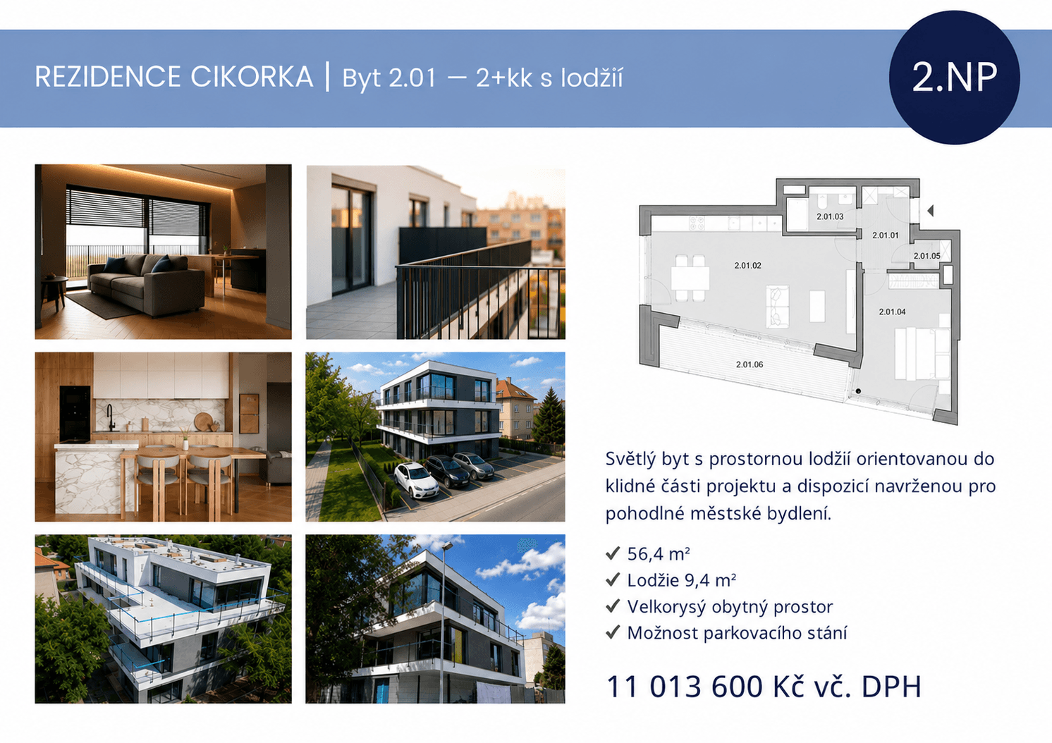 Prodej bytu 2+kk 56 m², Na Cikorce, Praha, Praha Prodej bytu 2+kk 56 m², Na Cikorce, Praha, Praha