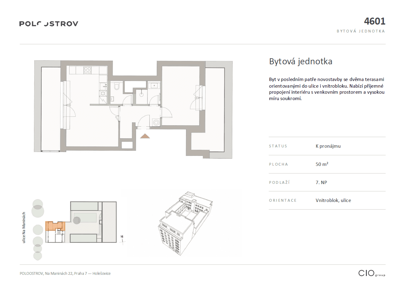 Pronájem bytu 2+kk 50 m², Na Maninách, Praha, Praha Pronájem bytu 2+kk 50 m², Na Maninách, Praha, Praha