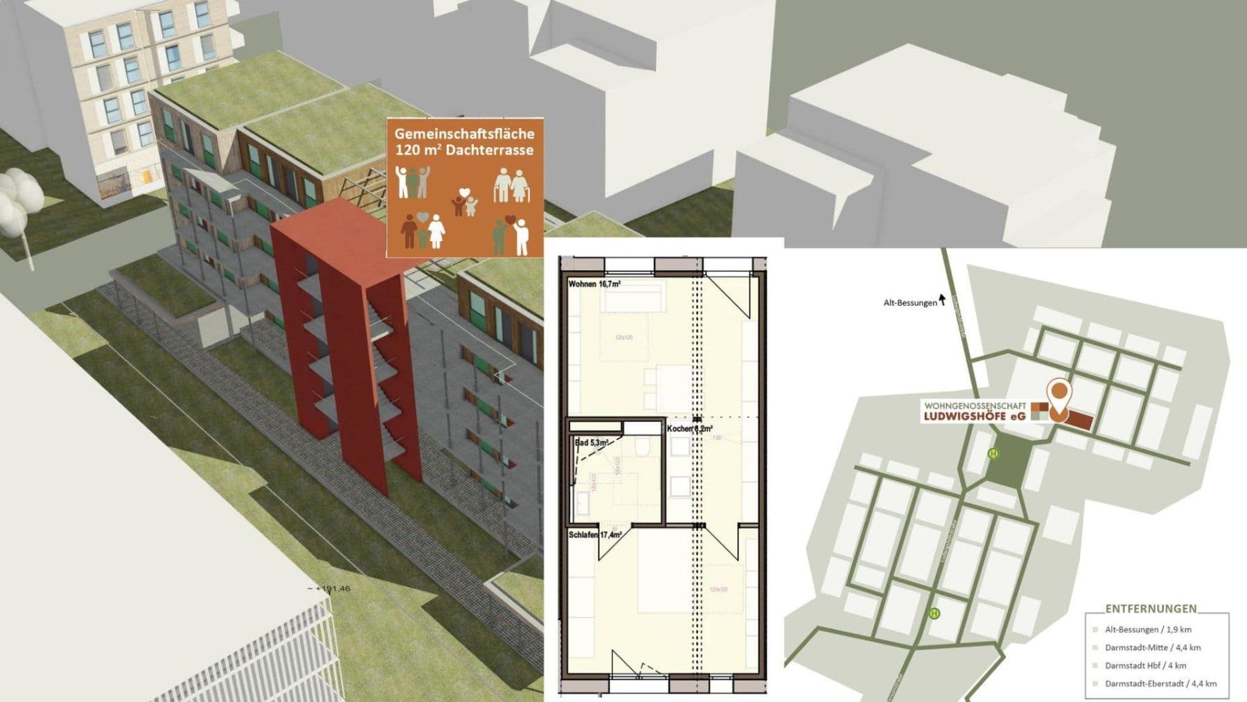 Pronájem bytu 2+1 46 m², Ludwigshöhviertel, Darmstadt-Bessungen, Hessen Pronájem bytu 2+1 46 m², Ludwigshöhviertel, Darmstadt-Bessungen, Hessen