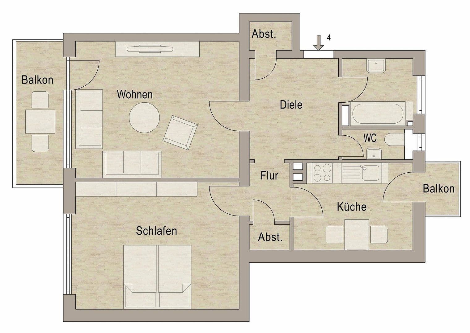 Prodej bytu 2+1 69 m², Gluck Straße 2, Mannheim, Bádensko-Württembersko Prodej bytu 2+1 69 m², Gluck Straße 2, Mannheim, Bádensko-Württembersko