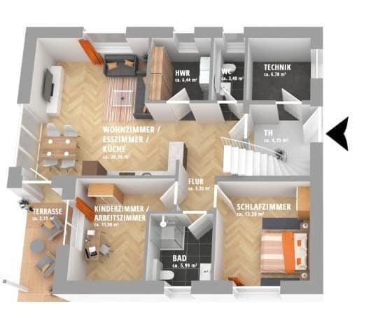Pronájem bytu 3+1 82 m², Moosbeerenring 15, Barßel, Dolní Sasko Pronájem bytu 3+1 82 m², Moosbeerenring 15, Barßel, Dolní Sasko