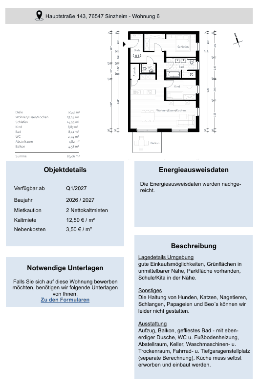 Pronájem bytu 3+1 90 m², Sinzheim, Bádensko-Württembersko Pronájem bytu 3+1 90 m², Sinzheim, Bádensko-Württembersko