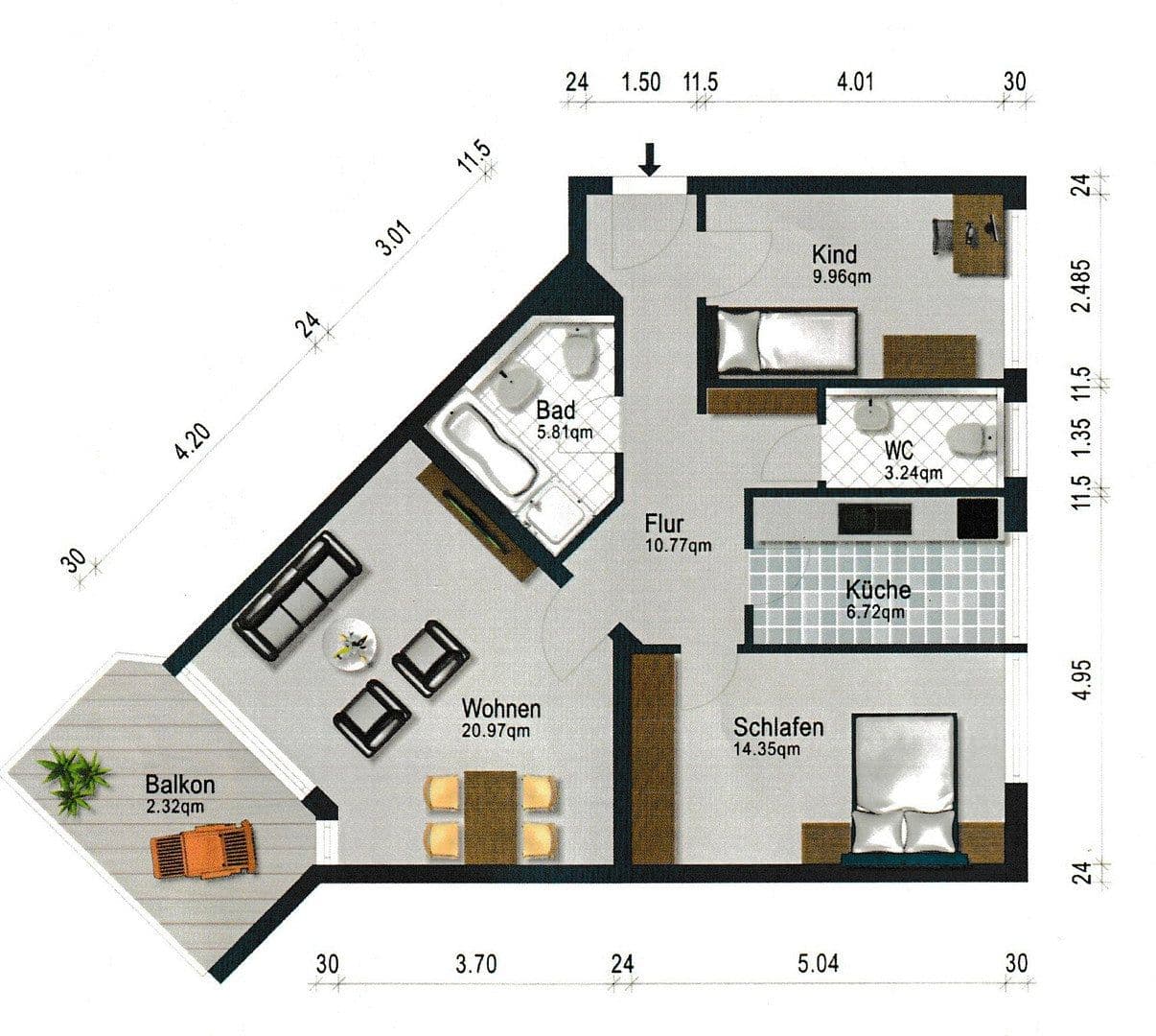 Prodej bytu 3+1 83 m², Aalenerstraße 24, Leonberg, Bádensko-Württembersko Prodej bytu 3+1 83 m², Aalenerstraße 24, Leonberg, Bádensko-Württembersko