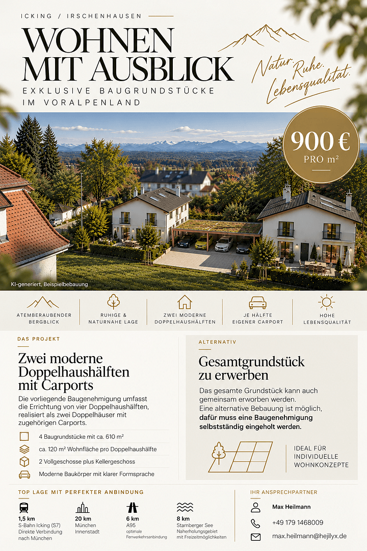 Prodej pozemku 610 m², Irschenhauserstraße 87, Icking, Bavorsko Prodej pozemku 610 m², Irschenhauserstraße 87, Icking, Bavorsko