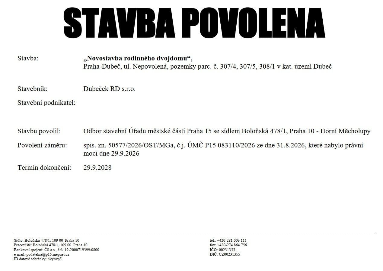 Prodej pozemku 328 m², Praha, Praha Prodej pozemku 328 m², Praha, Praha