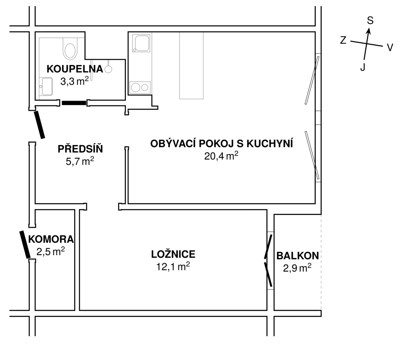 Prodej bytu 2+kk 44 m², Majerského, Praha, Praha Prodej bytu 2+kk 44 m², Majerského, Praha, Praha
