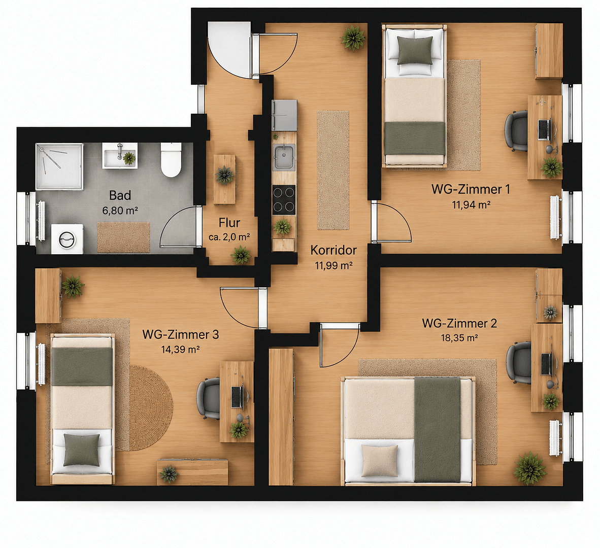 Pronájem bytu 4+1 67 m², Westliche Stadtmauerstraße 6, Erlangen, Bavorsko Pronájem bytu 4+1 67 m², Westliche Stadtmauerstraße 6, Erlangen, Bavorsko