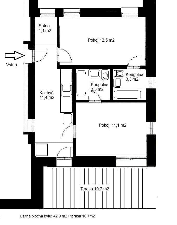 Pronájem bytu 2+1 43 m², Pozdeňská, Praha, Praha Pronájem bytu 2+1 43 m², Pozdeňská, Praha, Praha