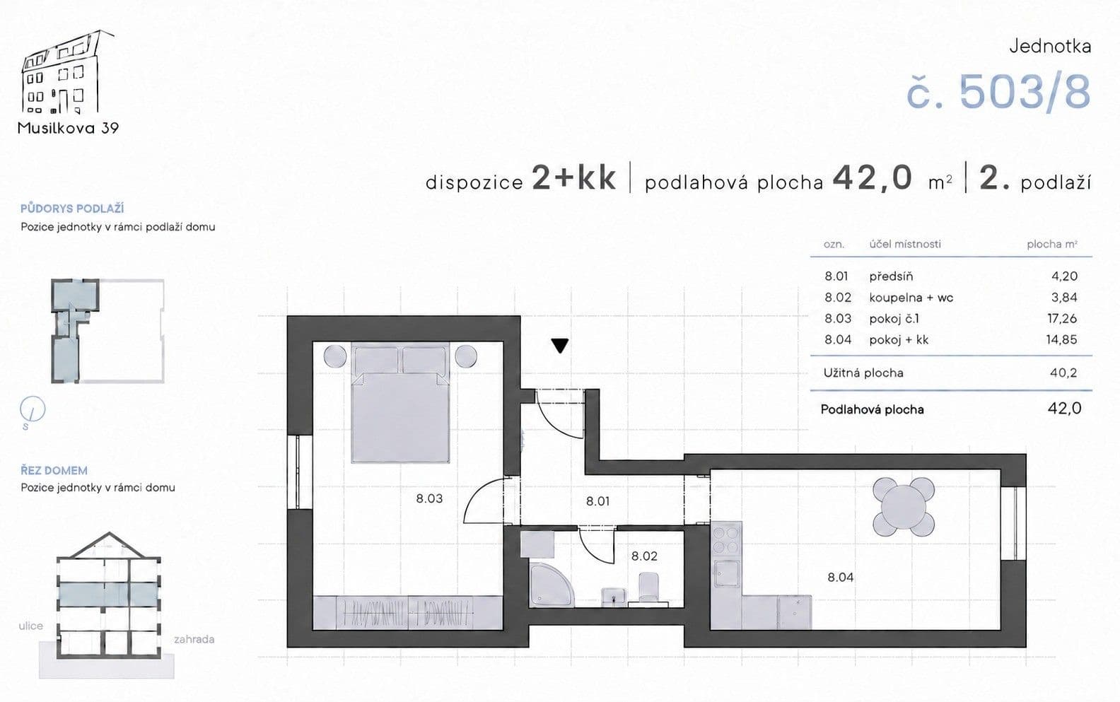Pronájem bytu 2+kk 42 m², Musílkova, Praha, Praha Pronájem bytu 2+kk 42 m², Musílkova, Praha, Praha