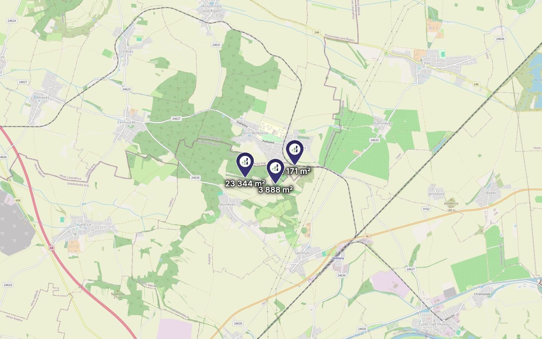 Prodej pozemku 29.403 m², Jeviněves, Středočeský kraj Prodej pozemku 29.403 m², Jeviněves, Středočeský kraj