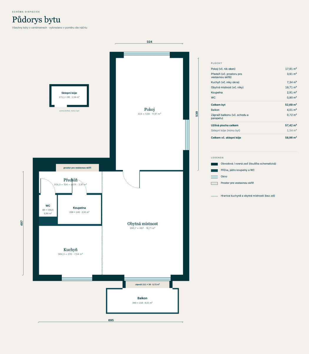 Prodej bytu 2+kk 57 m², Lidická, Třinec, Moravskoslezský kraj Prodej bytu 2+kk 57 m², Lidická, Třinec, Moravskoslezský kraj