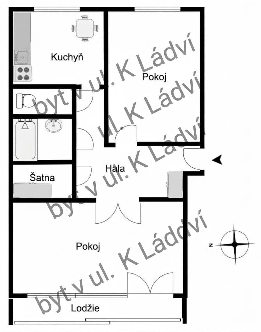 Pronájem bytu 2+1 70 m², K Ládví, Praha, Praha Pronájem bytu 2+1 70 m², K Ládví, Praha, Praha