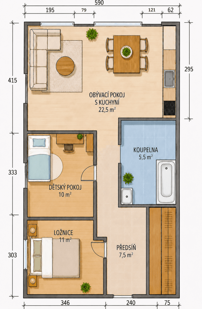Prodej bytu 3+kk 60 m², Břežany II, Středočeský kraj Prodej bytu 3+kk 60 m², Břežany II, Středočeský kraj