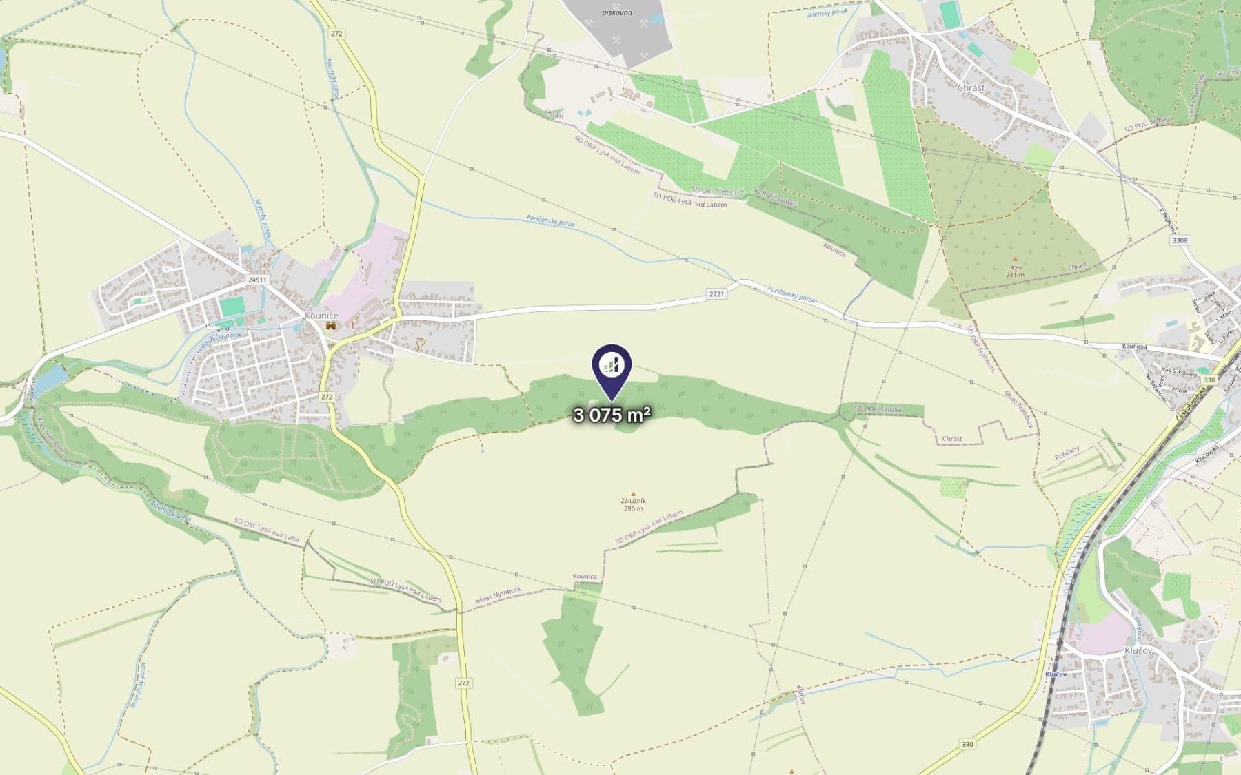 Prodej pozemku 3.075 m², Kounice, Středočeský kraj Prodej pozemku 3.075 m², Kounice, Středočeský kraj