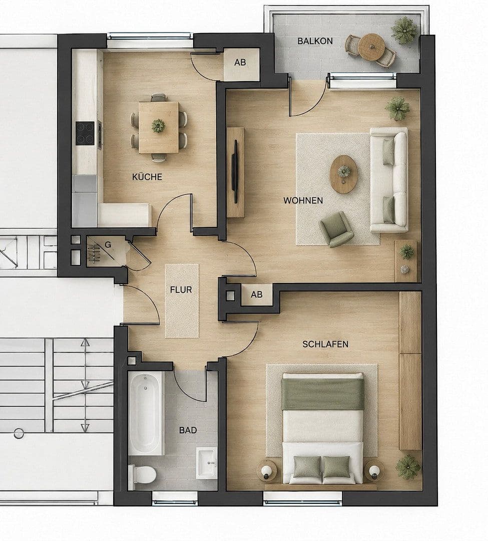 Pronájem bytu 2+kk 55 m², Muckstraße 9, Bochum, Severní Porýní-Vestfálsko Pronájem bytu 2+kk 55 m², Muckstraße 9, Bochum, Severní Porýní-Vestfálsko