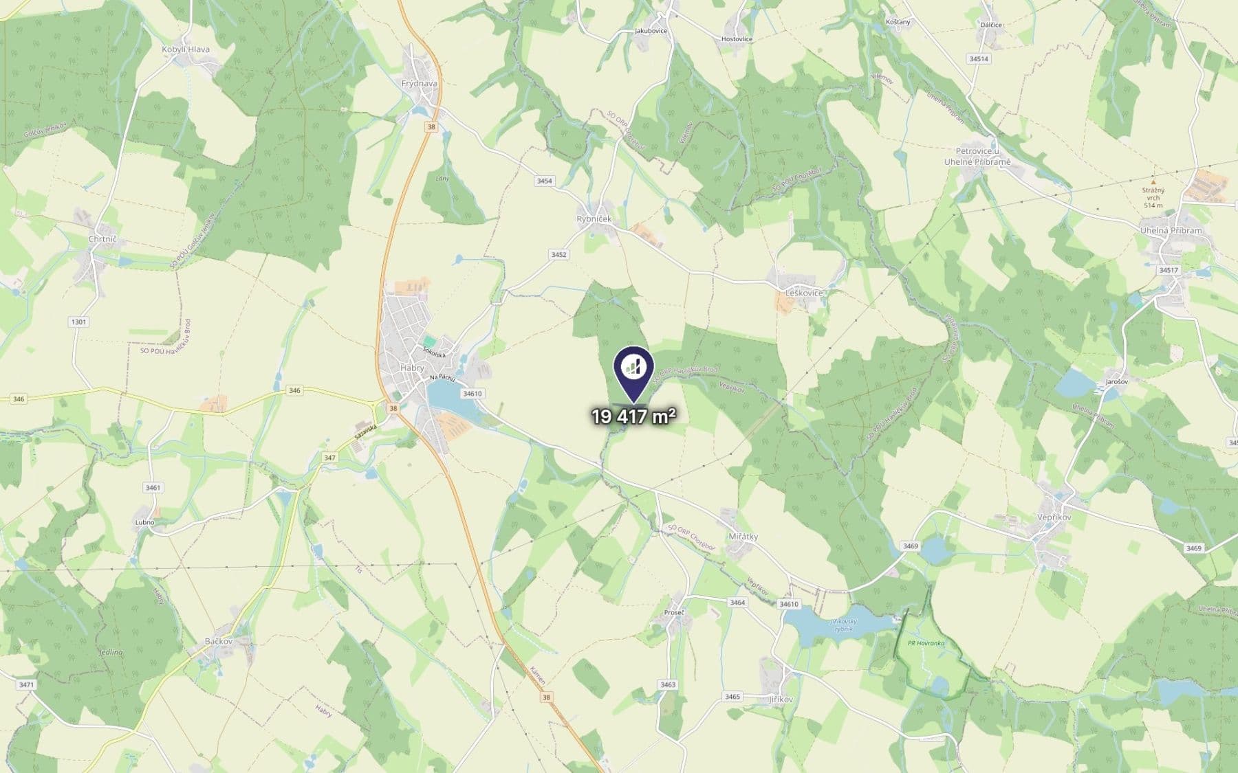 Prodej pozemku 9.709 m², Habry, Kraj Vysočina Prodej pozemku 9.709 m², Habry, Kraj Vysočina