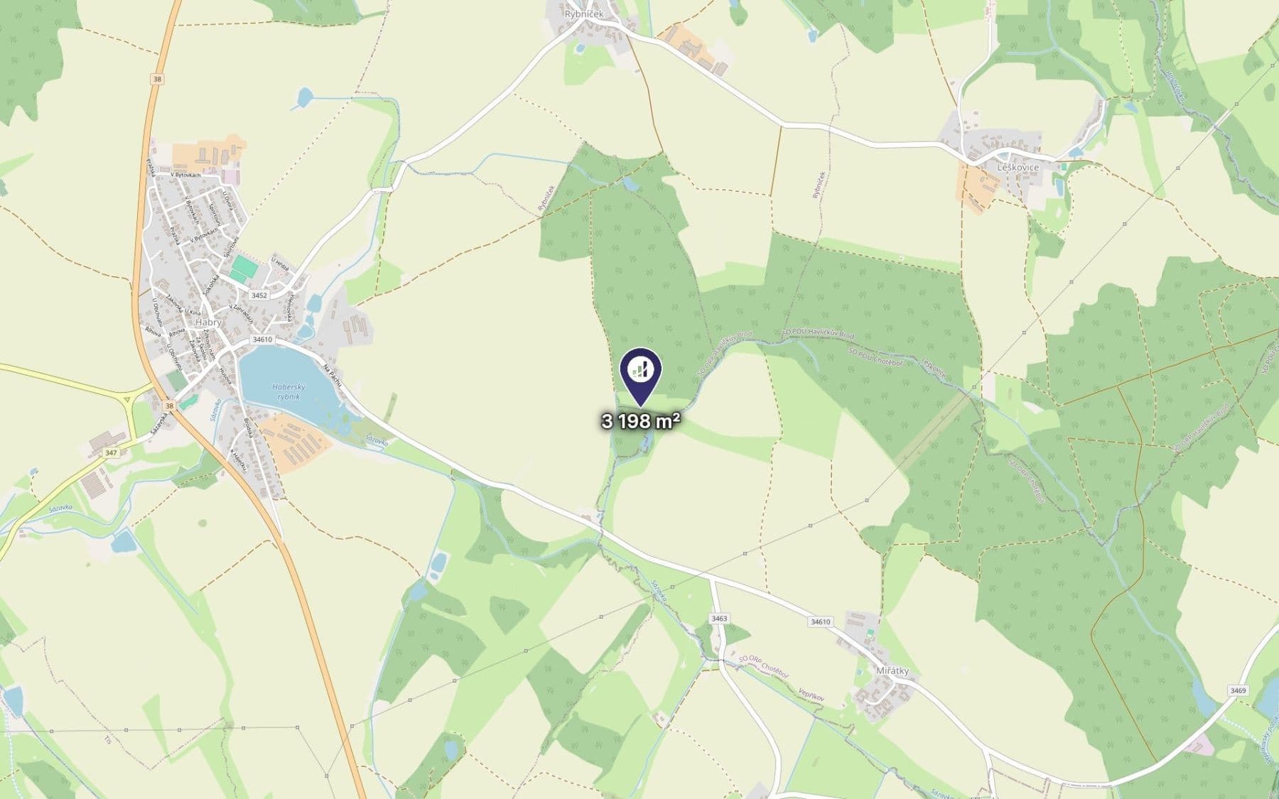 Prodej pozemku 1.599 m², Habry, Kraj Vysočina Prodej pozemku 1.599 m², Habry, Kraj Vysočina