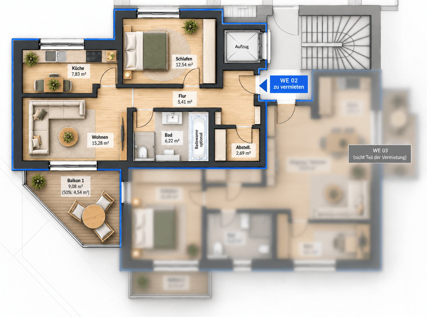 Pronájem bytu 2+1 60 m², Rotenberg 54b, Marburg, Hessen Pronájem bytu 2+1 60 m², Rotenberg 54b, Marburg, Hessen