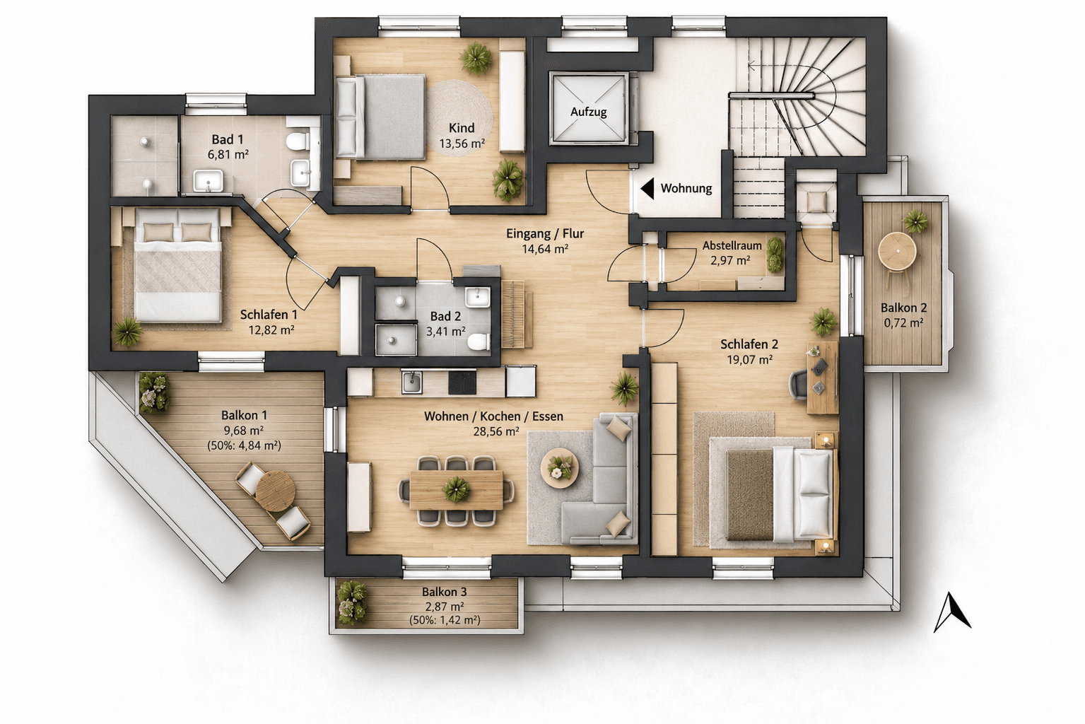 Pronájem bytu 4+1 106 m², Rotenberg 54b, Marburg, Hessen Pronájem bytu 4+1 106 m², Rotenberg 54b, Marburg, Hessen