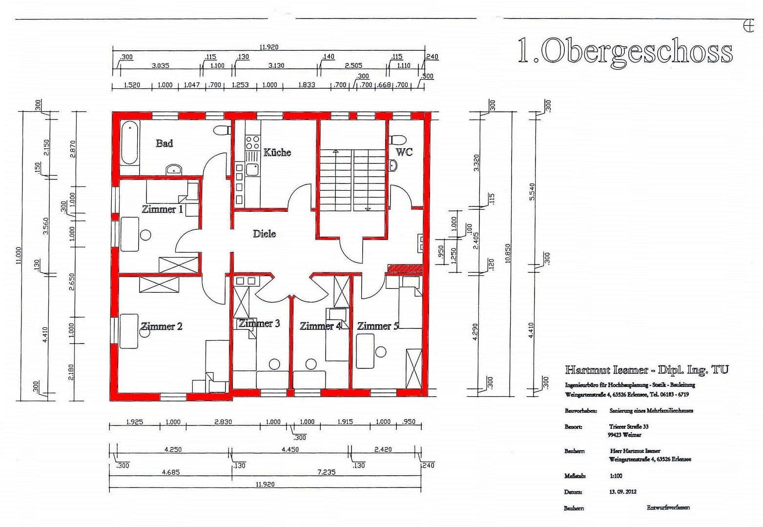 Pronájem bytu 1+1 16 m², Trierer Straße 33, Weimar, Durynsko Pronájem bytu 1+1 16 m², Trierer Straße 33, Weimar, Durynsko