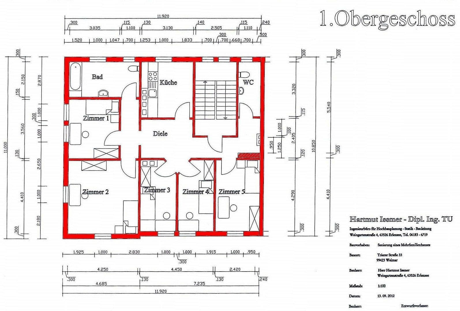 Pronájem bytu 1+1 16 m², Trierer Straße 33, Weimar, Durynsko Pronájem bytu 1+1 16 m², Trierer Straße 33, Weimar, Durynsko