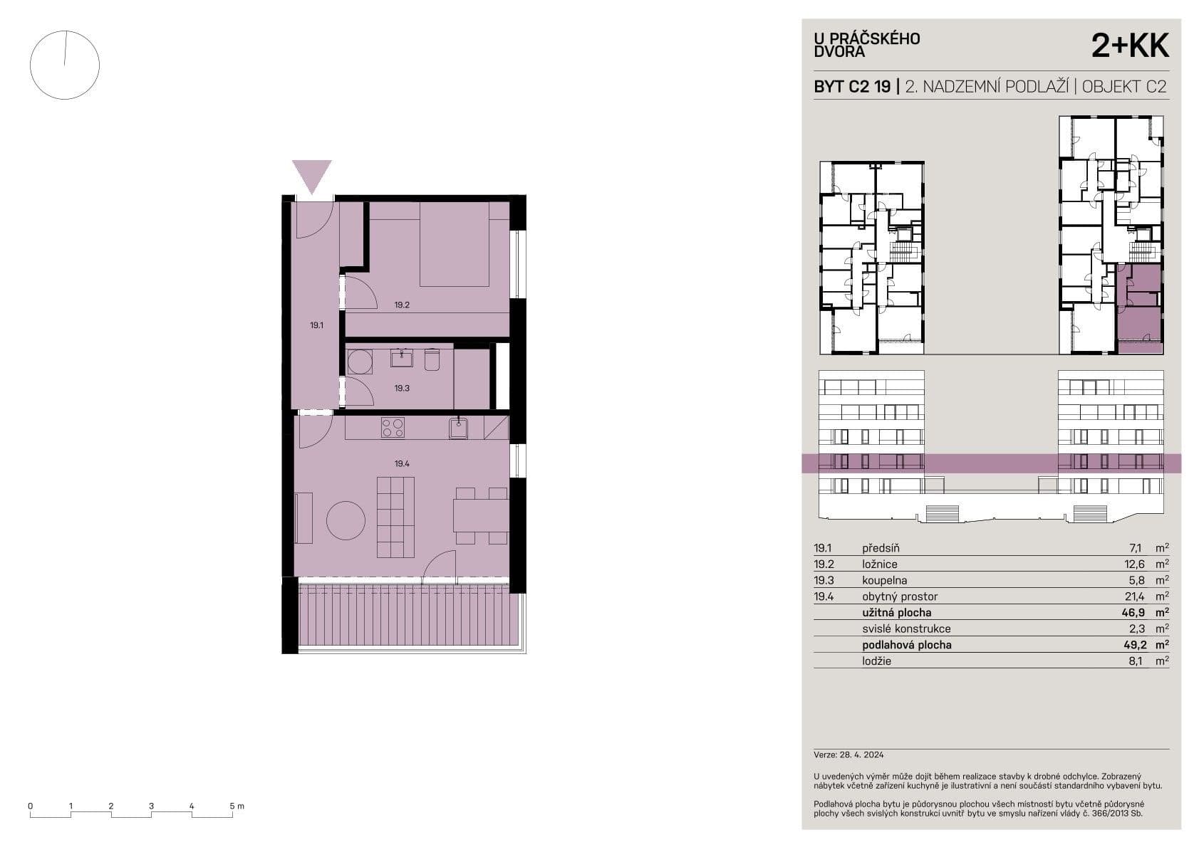 Pronájem bytu 2+kk 47 m², Práčská, Praha, Praha Pronájem bytu 2+kk 47 m², Práčská, Praha, Praha