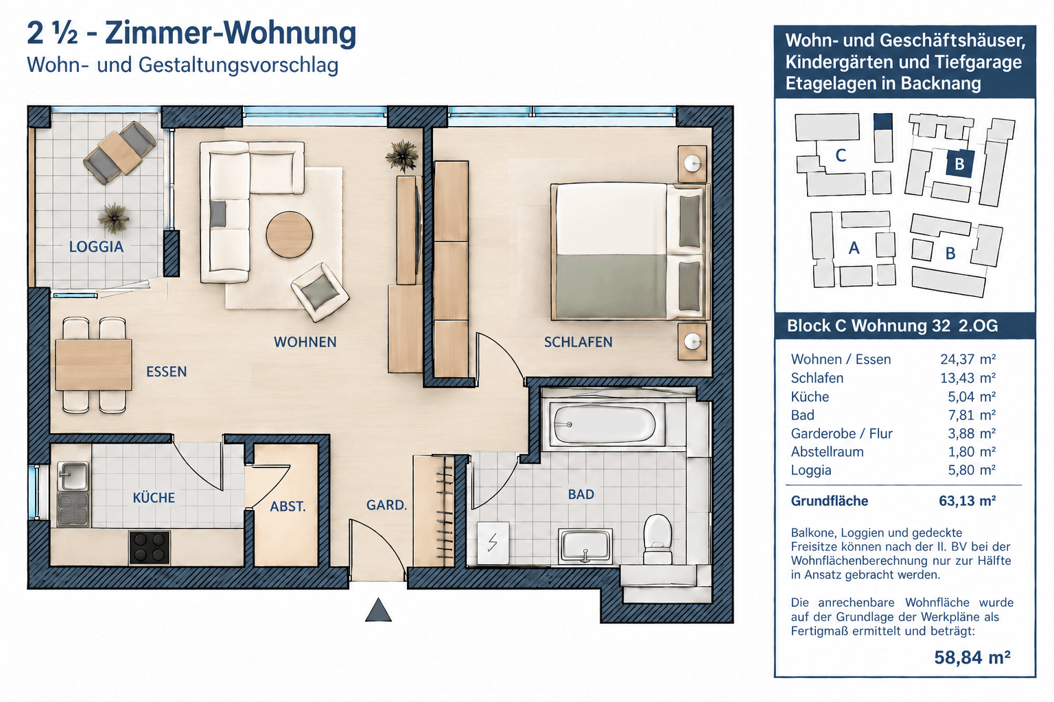 Pronájem bytu 2+kk 59 m², Backnang, Bádensko-Württembersko Pronájem bytu 2+kk 59 m², Backnang, Bádensko-Württembersko
