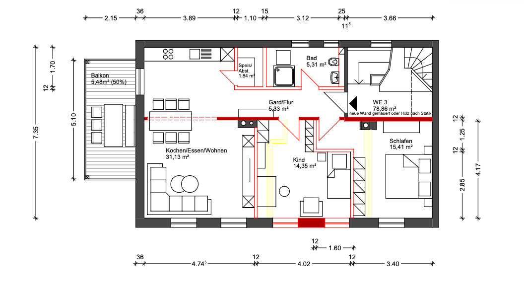 Pronájem bytu 3+1 75 m², Theaterstraße 1, Hof, Bavorsko Pronájem bytu 3+1 75 m², Theaterstraße 1, Hof, Bavorsko