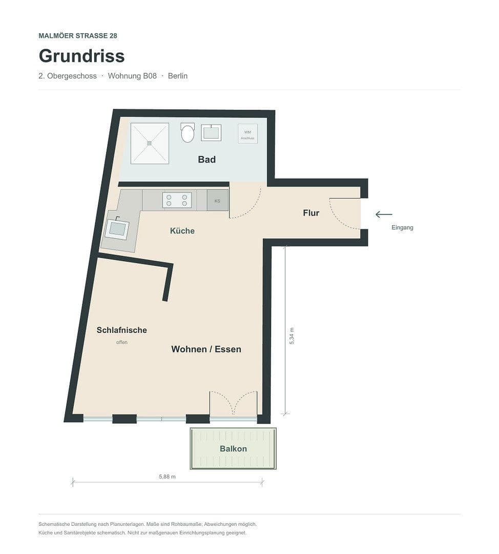 Pronájem bytu 1+1 51 m², Malmoer Str. 28c, Berlin, Berlín Pronájem bytu 1+1 51 m², Malmoer Str. 28c, Berlin, Berlín
