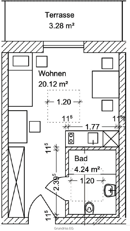 Pronájem bytu 1+1 28 m², Simmerlingweg 1, Passau, Bavorsko Pronájem bytu 1+1 28 m², Simmerlingweg 1, Passau, Bavorsko