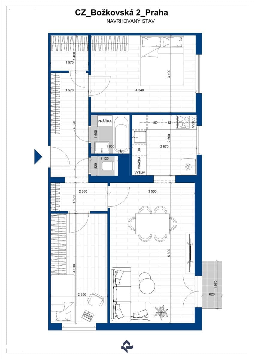 Prodej bytu 3+1 70 m², Božkovská, Praha, Praha Prodej bytu 3+1 70 m², Božkovská, Praha, Praha